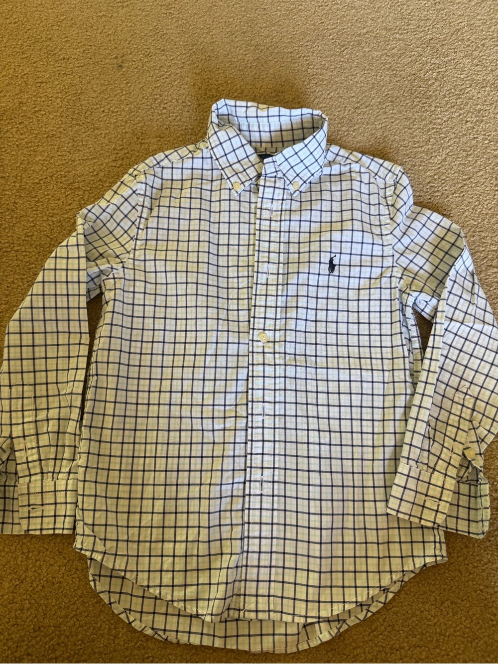 Ralph Lauren White & Navy Windowpane Button-Down Shirt - Picture 2 of 5